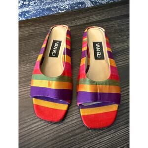 Vintage Van ELi Striped Satin Peep Toe Sling-Backs Sz. 6